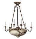 A Continental Gilt Bronze and Alabaster SixLight Chandelier