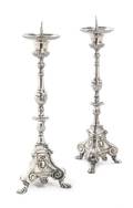 A Pair of Silvered Pricket Sticks