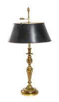 A Louis XVI Style Gilt Bronze Candlestick Bouillotte Lamp