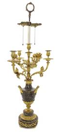 A Louis XVI Style Marble and Gilt Bronze SevenLight Candelabrum