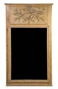 A French Limed Wood Trumeau Mirror