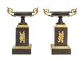 A Pair of Empire Patinated and Gilt Bronze Tazze