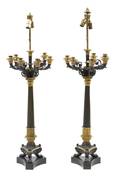 A Pair of Napoleon III Gilt and Patinated Bronze EightLight Candelabra