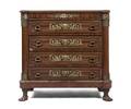 An Empire Style Gilt Metal Mounted Walnut Chest of Drawers