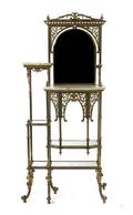 A Victorian Gilt Metal Onyx and Glass Etagere