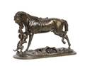 A French Patinated Bronze Equestrian Figure Pierre Lenardez