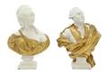 Two Sevres Style Partial Gilt Bisque Busts