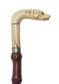 An Austrian Carved Walrus Ivory Handled Cane
