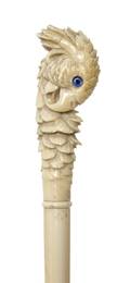 A Continental Ivory Handled Walking Stick