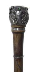 A Russian Silver Snuffbox Handled Walking Stick