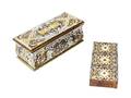 Two Continental Steel Brass and Ivory Inlaid Boxes