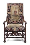 A Henry II Style Mahogany Open Armchair