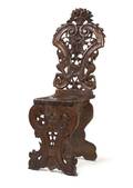 A Renaissance Revival Carved Mahogany Hall Chair