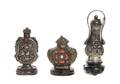 Three Silvered Metal Snuff Bottles
