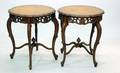 376 Pair Antique Scalloped Top Inlaid End Tables