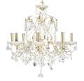 A Suite of Three Eightlight Colorless Glass and Brass Chandeliers