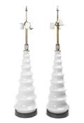 A Pair of Mid 20th Century White Opaque Glass Lamps