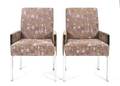 A Pair of Contemporary Style Chrome and Upholstered Arm Chairs