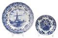 Two Delft Blue and White Cabinet Plates
