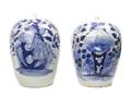 Two Blue and White Porcelain Ginger Jars