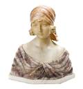 A Continental Carved Alabaster Bust