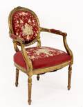 French Gilt Wood Needlepoint Armchair