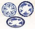 Three English Porcelain Flow Blue Plates