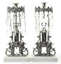A Pair of Victorian Style Silvered Metal Girandoles