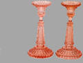 546 Pair Pink Depression Columnar Glass Candlesticks