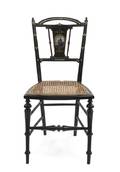 A Victorian Porcelain Inset and Ebonized Side Chair