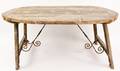 Rustic Oval Pine Wood Table wIron Accents