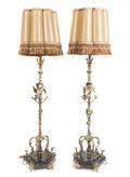 A Pair of Baroque Style Gilt Metal Floor Lamps