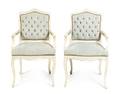 A Pair of Louis XV Style Painted Fauteuils