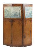 A Painted Three Panel Floor Screen