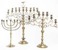 Three Brass Menorahs