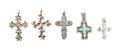 A Group of Five Cross Pendants