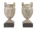 A Pair of Classical Style Plaster Composition Floor Urns