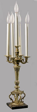 475 Bronze and Marble Candelabra Lamp