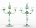 A Pair of Venetian Glass TwoLight Candelabra