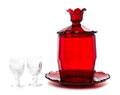 A Ruby Glass Lidded Punch Bowl and Undertray