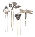 A Group of Four Metal Double Prong Hairpins