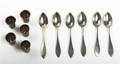 Five Russian Silver Cordials and Six Teaspoons Early 20th Century