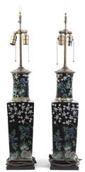 A Pair of Chinese Famille Noir Porcelain Vases