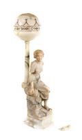 An Italian Carved Alabaster Figural Lamp