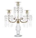 A Cut Glass and Gilt Metal ThreeLight Candelabrum