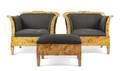 A Pair of BiedermeierStyle Burlwood Armchairs
