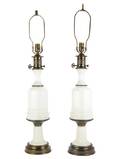 A Pair of Continental Opaline Glass Lamps