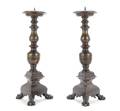 A Pair of Baroque Style Bronze Pricket Sticks