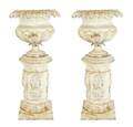 A Pair of Monumental WhitePainted Cast Iron Jardinieres on Stands