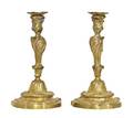 A Pair of Louis XV Style Gilt Bronze Candlesticks